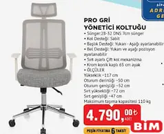 OFİSBAZAAR PRO GRİ YÖNETİCİ KOLTUĞU OFİSBAZAAR PRO GRİ YÖNETİCİ KOLTUĞU